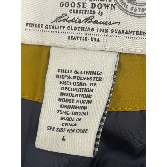Eddie Bauer Mens Puffer Vest Size L Yellow Goose Down Full Zip Outerwear Jacket - Picture 4 of 8